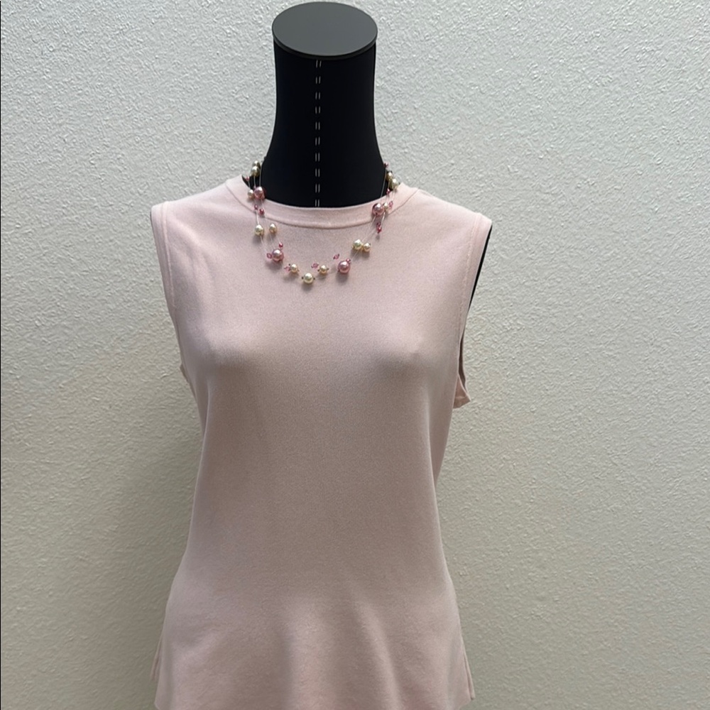 Ann Taylor Pink Fitted Sleeveless Tank Top